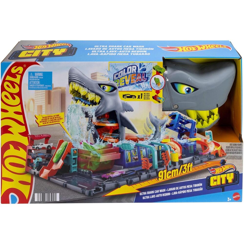 Hot Wheels City Track Ultra Shark Car Wash 1:64 Scale Color Reveal Vehicle NWT